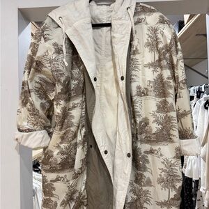 Beige and Brown Toile Reversible Jacket